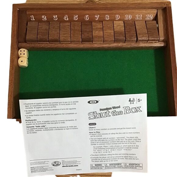 Shut The Box Wooden Dice Game - Picture 3 of 3